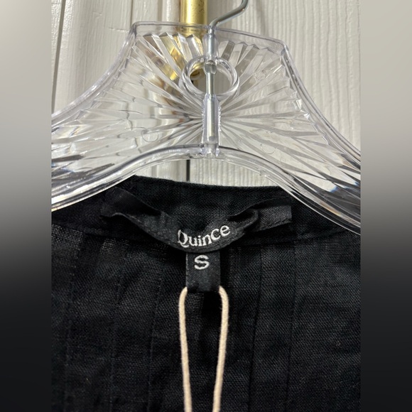 Quince Women's Black European Linen Short Sleeve Swing Dress sz S Buttons NWT - Picture 5 of 6